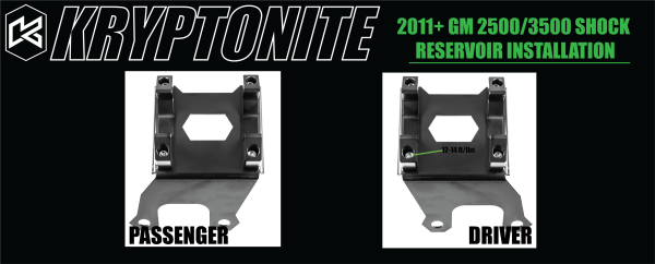 KRYPTONITE - KRYPTONITE DEATH GRIP FRONT SHOCK RESERVOIR MOUNT KIT 2011+ GM - 65mm Diameter Reservoir - KRSM11-65
