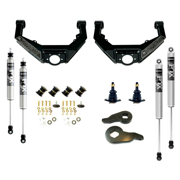 KRYPTONITE - KRYPTONITE STAGE 3 LEVELING KIT WITH FOX SHOCKS FOR 2001–2010 CHEVY/GMC HD TRUCKS & 2002–2009 HUMMER H2 - KR10STAGE3FOX