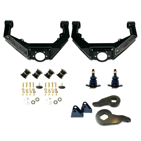 KRYPTONITE - KRYPTONITE STAGE 2 LEVELING KIT WITH SHOCK EXTENSIONS FOR CHEVY/GMC 2001–2010 HD TRUCKS 2002-2009 HUMMER H2 - KR10STAGE2
