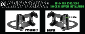KRYPTONITE DEATH GRIP FRONT SHOCK RESERVOIR MOUNT KIT 2014+ RAM 2500/3500 - 65mm Diameter Reservoir - KRSM14-65